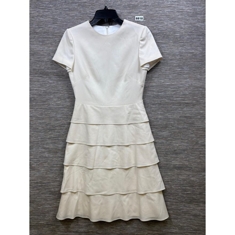 Valentino Dress Womens 4 White Layered Ruffle Fit & Flare Knee Length Formal